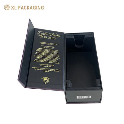 Scatola regalo per vino magnetica personalizzata con timbro in foglio d'oro di cartone rigido da 2 mm e inserto di schiuma EVA per imballaggi di liquori