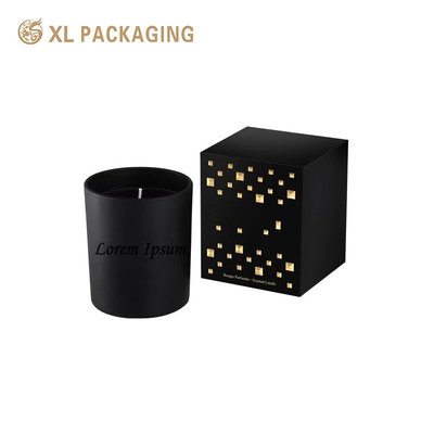 Stampa su misura Scatola di candele profumate nere Cartone scatole di carta di candela Scatole di imballaggio di carta di candela di foglio d'oro Capo di timbro e scatola di carta regalo di base
