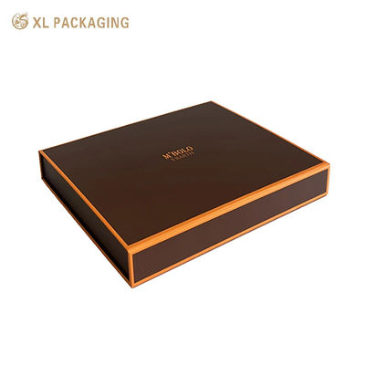 Scatola di imballaggio cosmetica pieghevole con logo personalizzato Matte marrone e arancione Scatola rigida regalo con confezione piatta per e-commerce