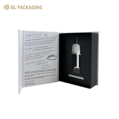 Scatola di imballaggio per cosmetici magnetici di lusso Soft Touch, scatola regalo rigida per la cura della pelle con inserto di cartone nero da 350 grammi
