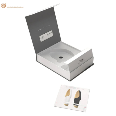 Scatola di imballaggio con coperchio, scatola di carta per cosmetici magnetici grigio con vassoio a fiocco