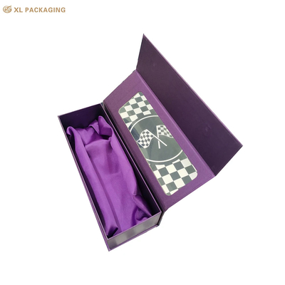 Casella di fiori di rosa trasparente Kraft Paper Box regalo di San Valentino cartone di carta magnetico viola con inserto di tessuto di seta