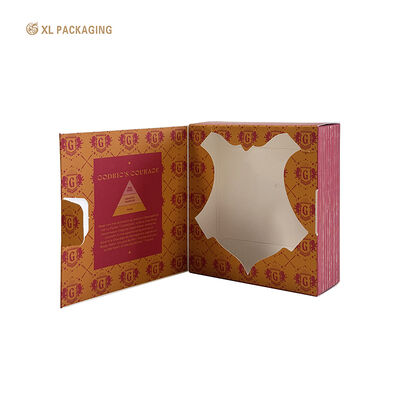 Scatola di sapone pieghevole di carta da 350 grammi con logo in foglio d'oro e finestra a taglio a stampo per la spedizione piatta