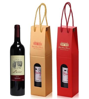 Scatola Regalo Personalizzata per Vino in Cartone Ondulato con Finestra Espositiva, Robusta Carta Kraft, Imballaggio Portatile