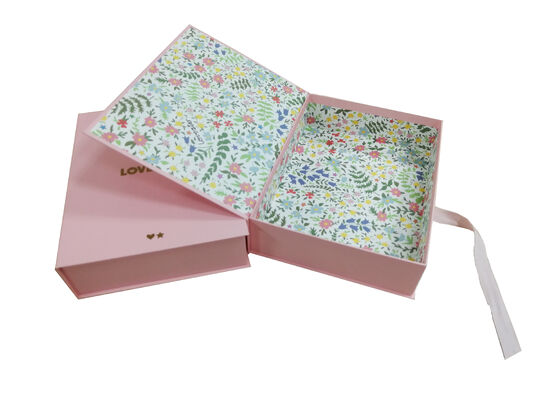 Flap Lid Ribbon Closure Clothing Gift Box Custom Skincare Set Packaging Box for Brands