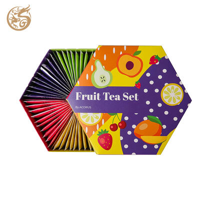 Custom Printed Hexagonal Tea & Dessert Gift Box With Paper Divider Insert Packaging